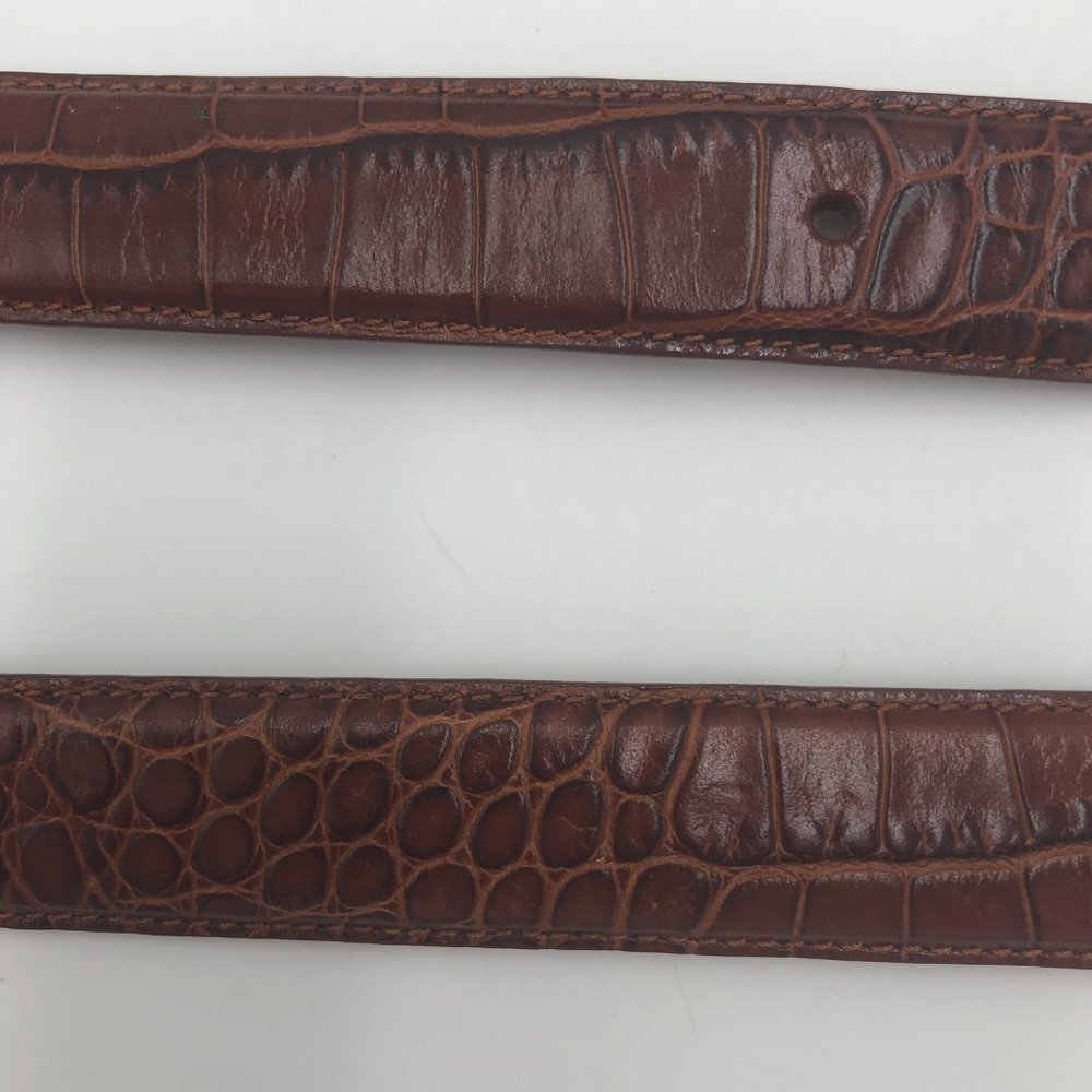 LAUREN Ralph Lauren Cognac Brown Croc-Embossed Leather Belt with Silver Buckle S - Picture 4 of 8